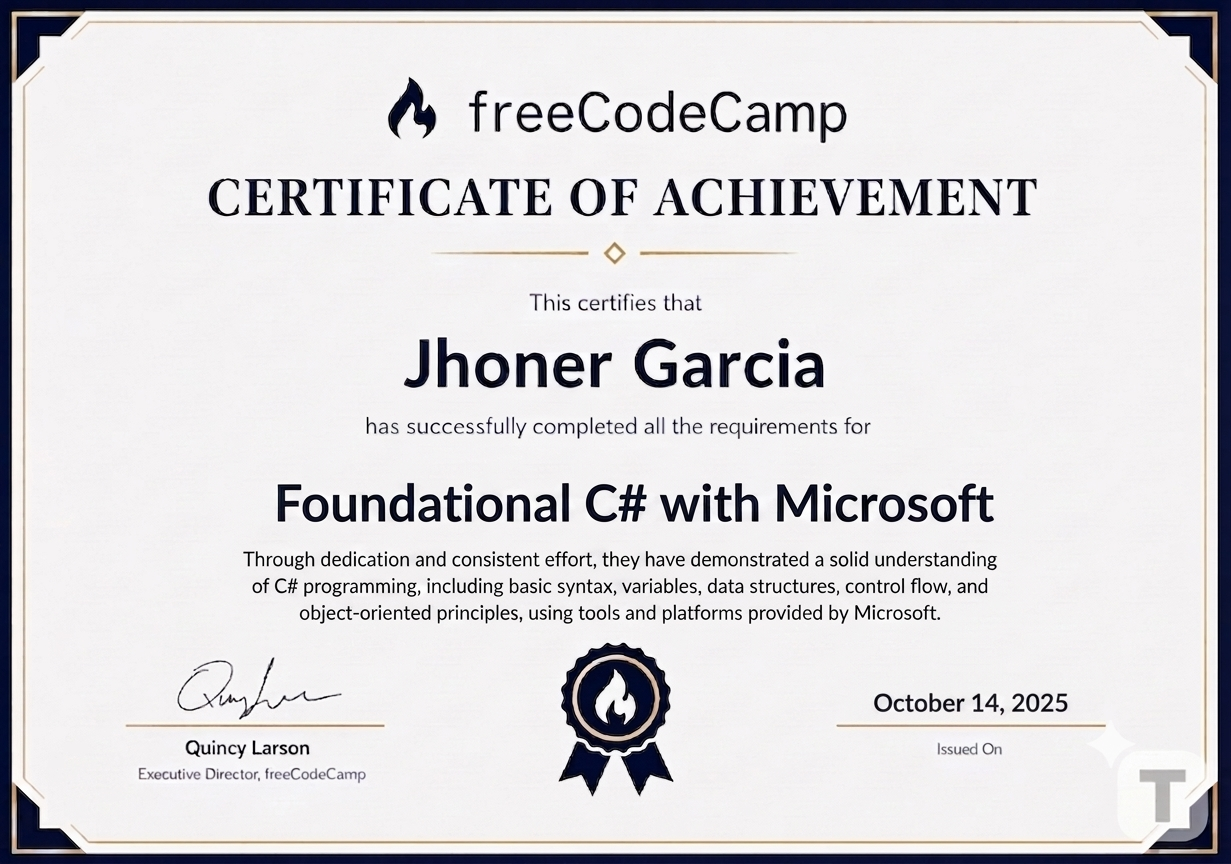 Foundational C# with Microsoft certificate